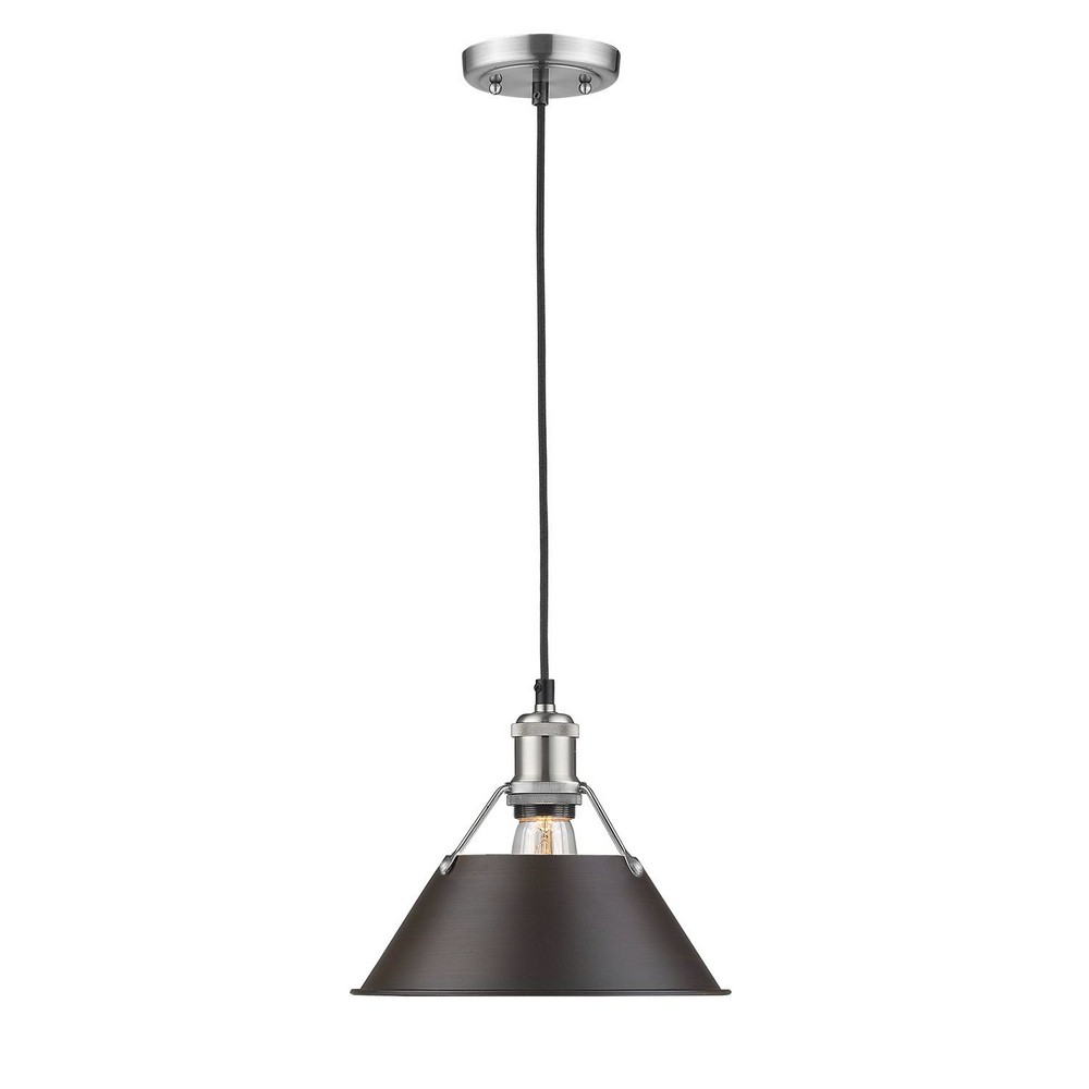 Golden Lighting-3306-M PW-RBZ-Orwell - 1 Light Medium Pendant in Durable style - 8.5 Inches high by 10 Inches wide Pewter Rubbed Bronze Aged Brass Finish